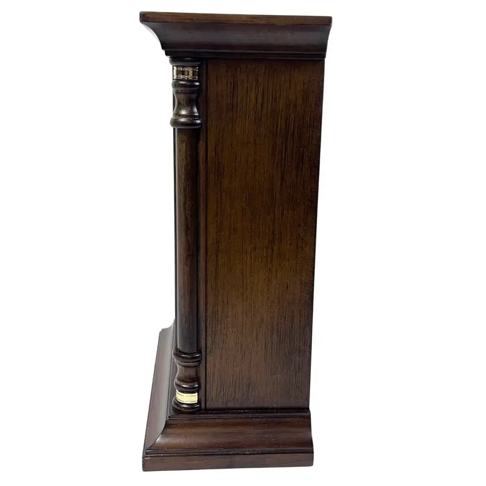 Seiko Baron Brown Wood Gold Mantel Pendulum Clock Dual Chimes QXQ034B New